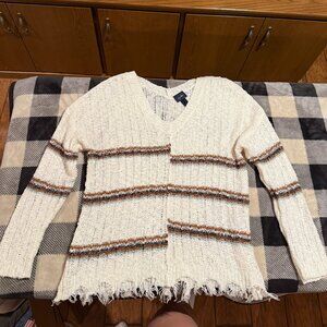 Daytrip White with Stripes Women's Sweater